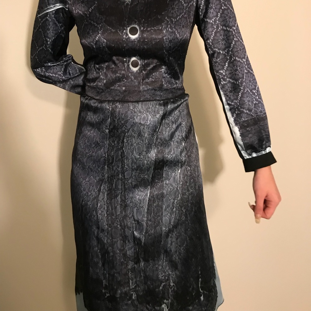 Gray and blue dress